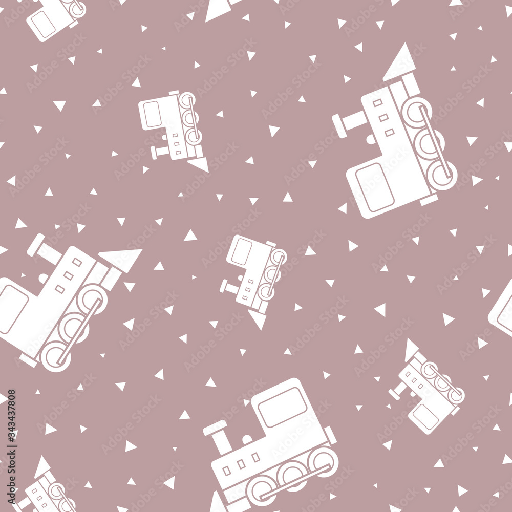 Wrapping paper - Seamless pattern of symbols toy train for vector graphic design