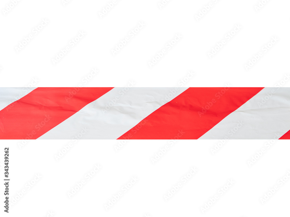 red and white Barrier tape on white background red and white Barrier tape on white background