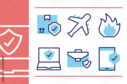 bundle of insurance set icons