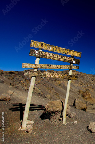 Stella Point at Mount Kilimanjaro (congratulation sign)