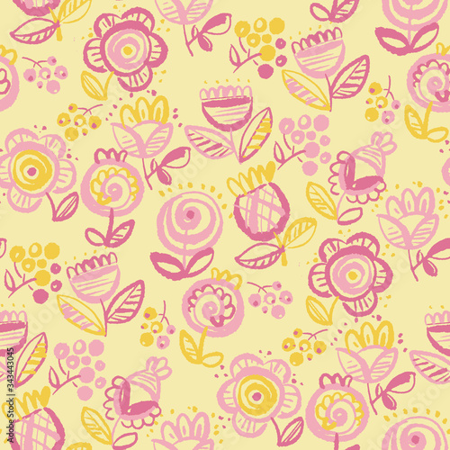 Brush stroke abstract folk-...