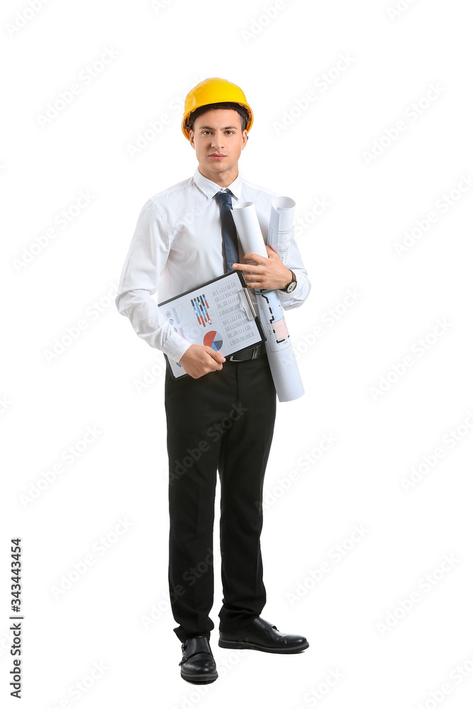 Portrait of architect on white background Portrait of architect on white background