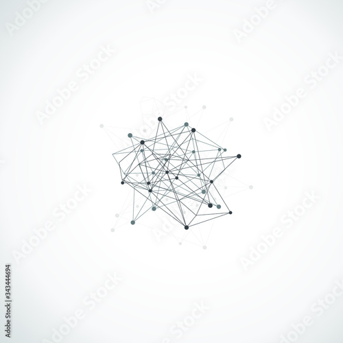 Vector technology conceptual poster with multiple. DNA chane connections, gene symbols backdrop, deoxyribonucleic acid thread-like chain vector illustration