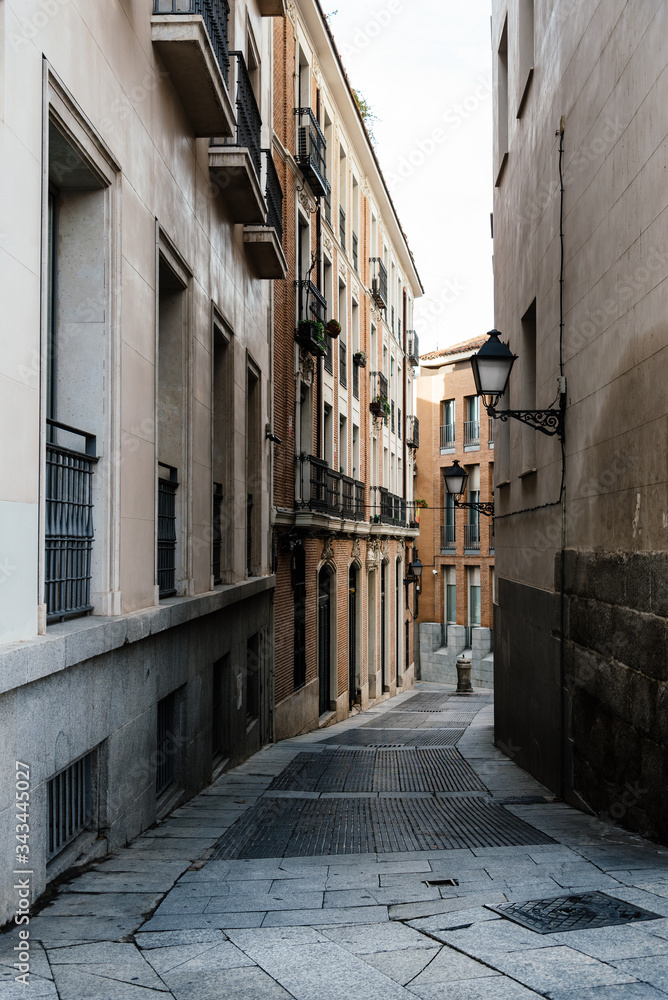 Empty Narrow Street in Historical Centre of Madrid