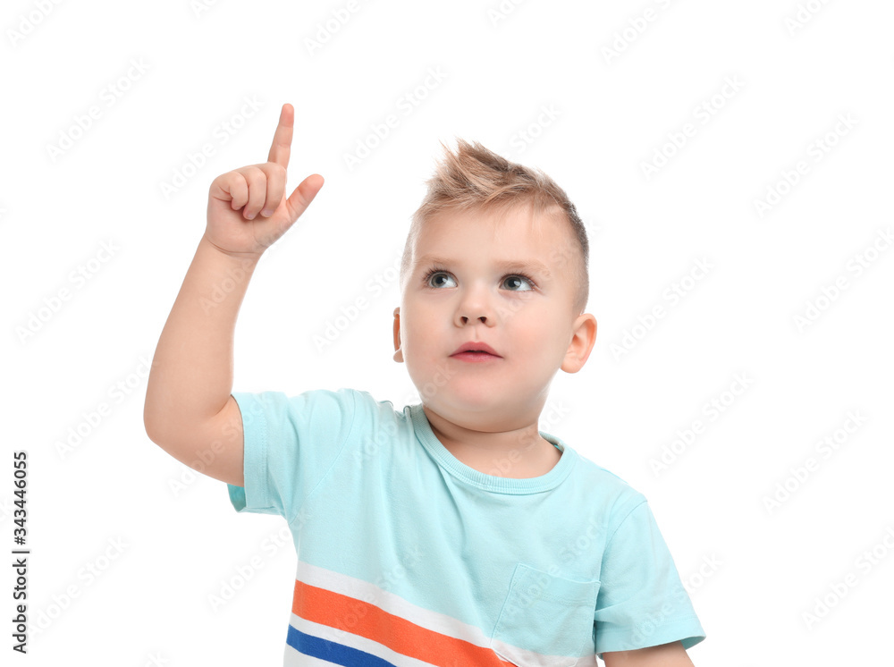 Cute little boy posing on white background Cute little boy posing on white background