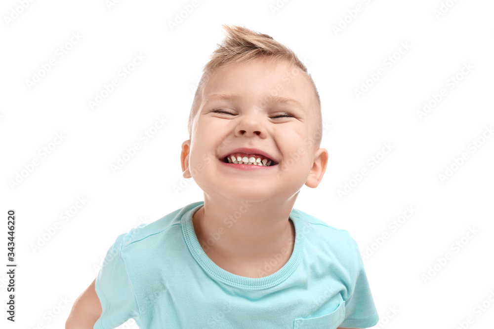 Cute little boy posing on white background Cute little boy posing on white background
