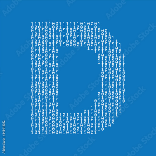 Bilde på lerret Letter D made from binary code digits. Technology background