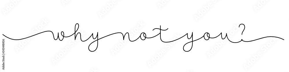 WHY NOT YOU? black vector monoline calligraphy banner with swashes WHY NOT YOU? black vector monoline calligraphy banner with swashes