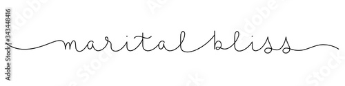 MARITAL BLISS black vector monoline calligraphy banner with swashes