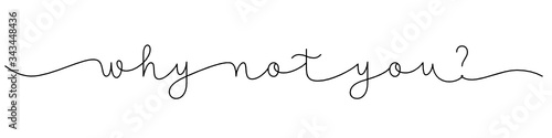 WHY NOT YOU? black vector monoline calligraphy banner with swashes