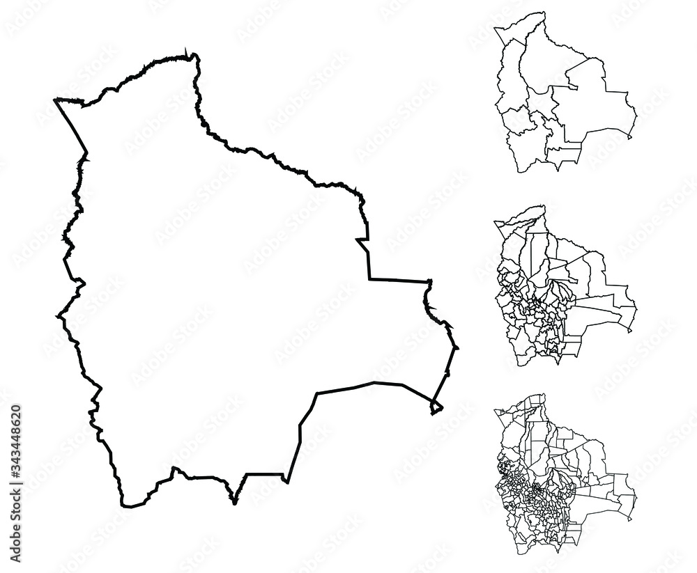 Bolivia Outline Map Vector With Administrative Borders Regions   1000 F 343448620 X6X4Mms0HOxm83QjGSmBUm2icG5PKVL8 