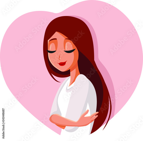 Woman Hugging Herself Showing Acceptance and Self Love