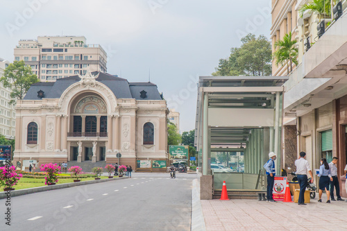 Saigon Opera House metro station entrance in the finishing phase. This is metro line 1: Ben Thanh - Suoi Tien. photo