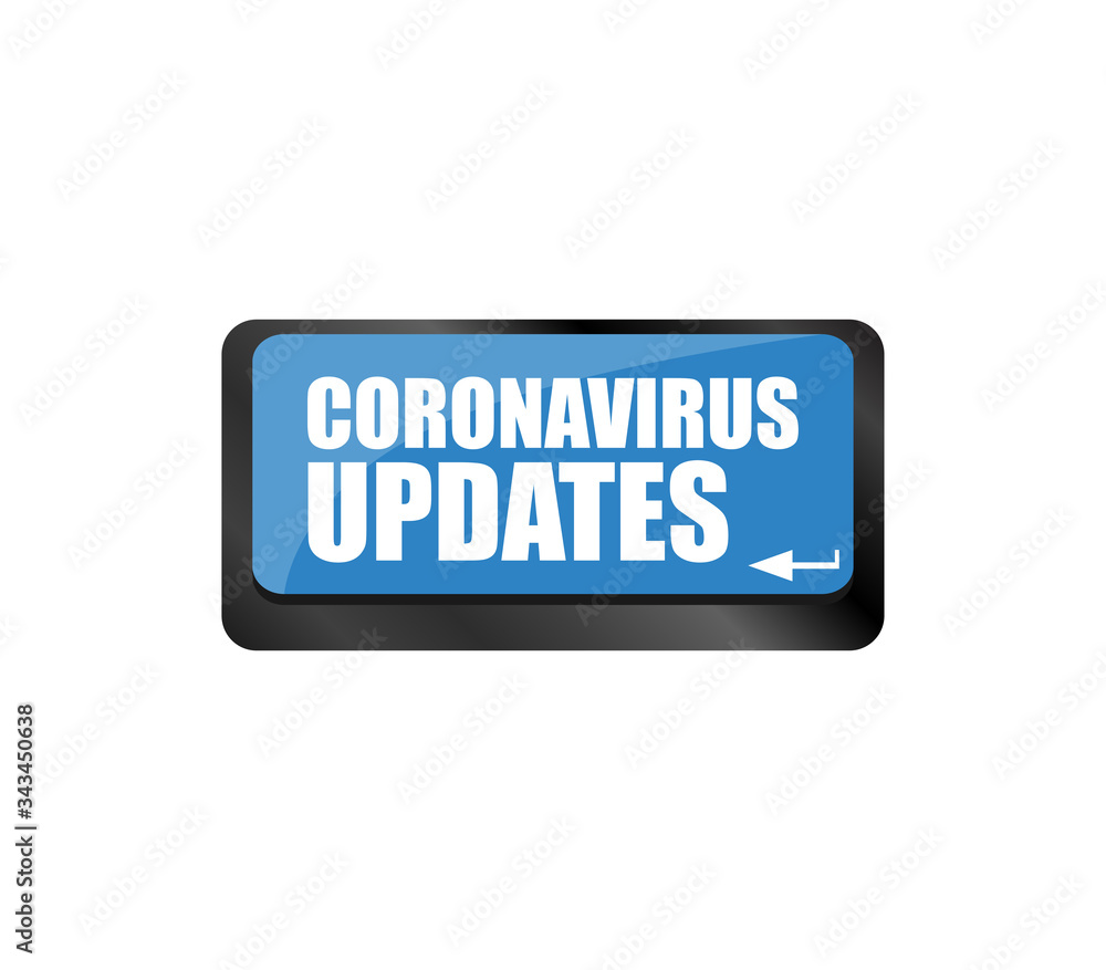 Computer keyboard with a key and the message Coronavirus Updates. Coronavirus disease COVID-19 Computer keyboard with a key and the message Coronavirus Updates. Coronavirus disease COVID-19