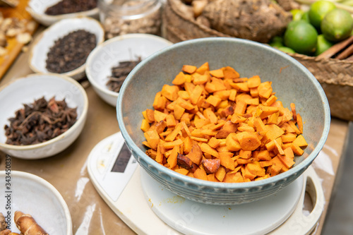 turmeric for jamu traditional drink close up