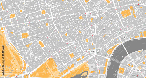 Canvas Print Detailed map of Mayfair, Soho, Holborn – London UK
