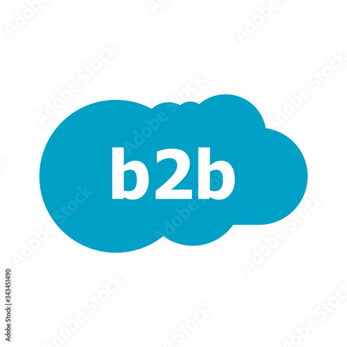 Text B2B. Web design concept. B2B word on abstract blue speech bubble isolated on white background.
