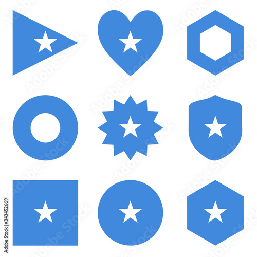 Set of nine form Somalia. Vector icons. National flag of the