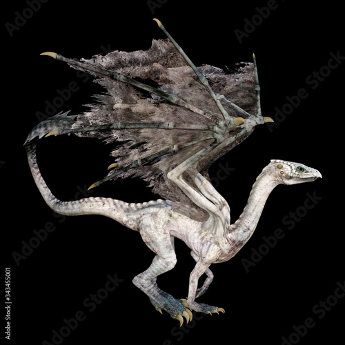 3D Rendering Fairy Tale Dragon on Black