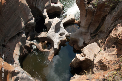 High angle of Bourkes Luck Potholes, South Africa