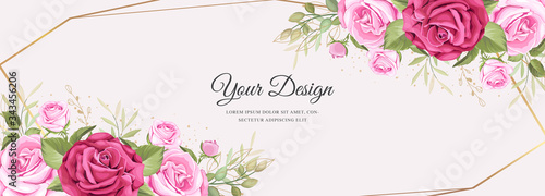 beautiful banner floral and leaves template
