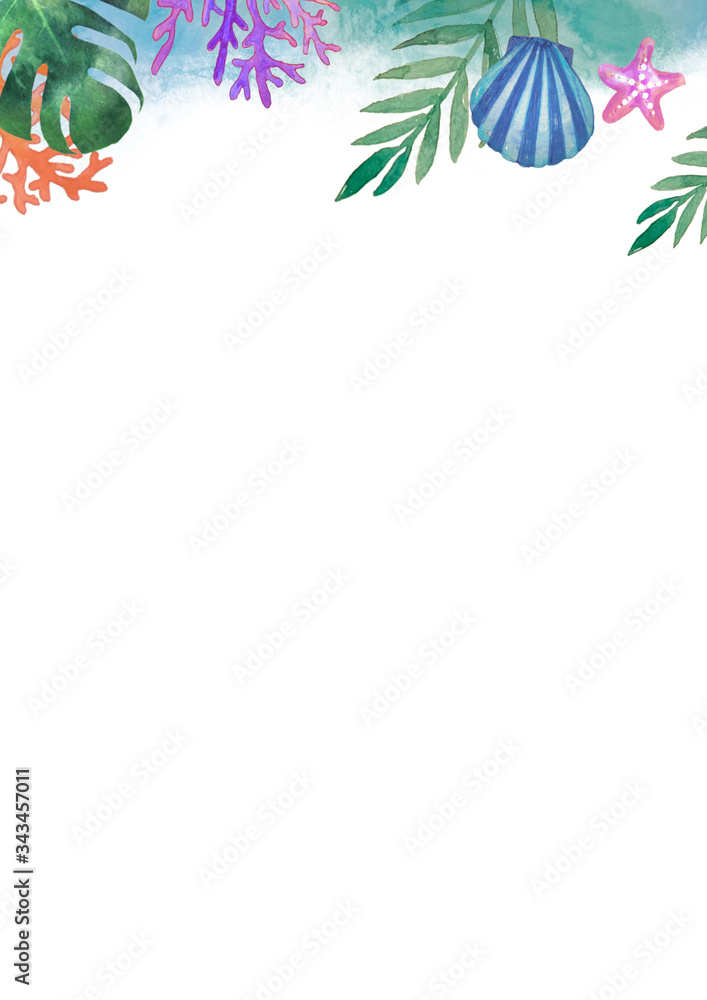 Obraz premium 海の中の風景 水彩画