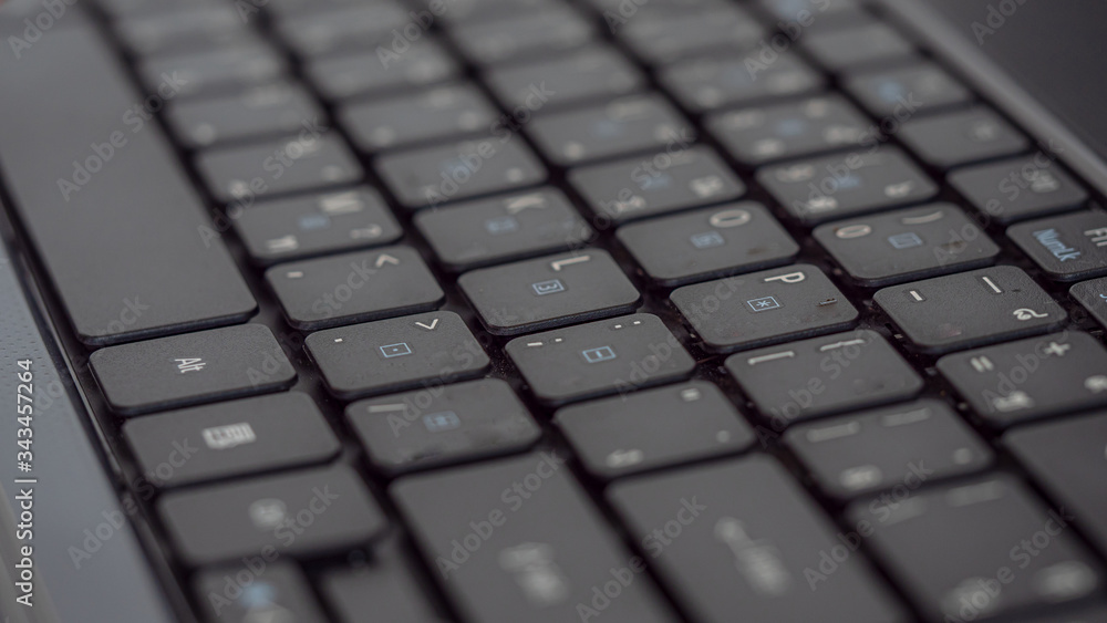 Closeup the laptop keyboard .
Working or studying online concept.
Closeup the laptop keyboard .
Working or studying online concept.