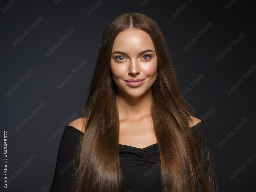 Long smooth hair woman natural skin beauty Long smooth hair woman natural skin beauty