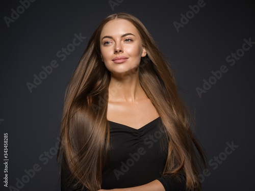 Long smooth hair woman natural skin beauty