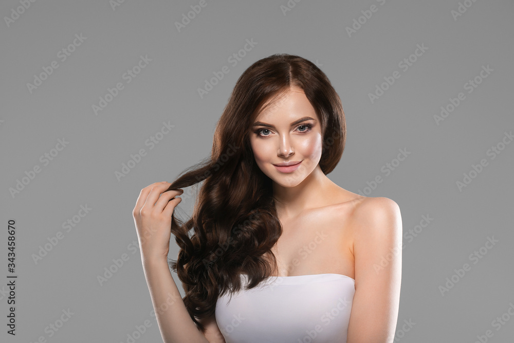 Beauty young womanhealthy skin face long hair casual natural fashion make up brunette beauty hairstyle Beauty young womanhealthy skin face long hair casual natural fashion make up brunette beauty hairstyle