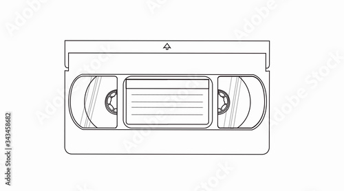 Vector Isolated Lines Illustration of a Videocassette. VHS Tape