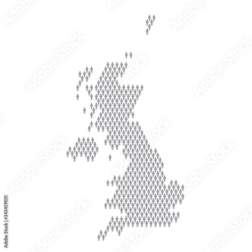UK population infographic. Map made from stick figure people