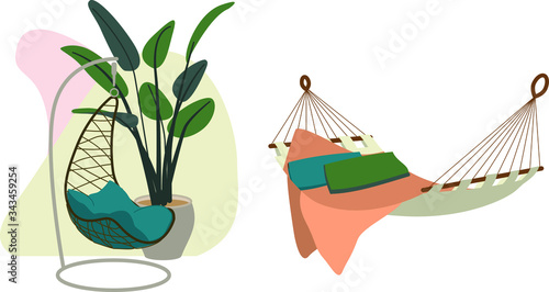 hammock flat illustration pastel colors
