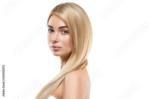 Blonde hair beauty woman skin care face