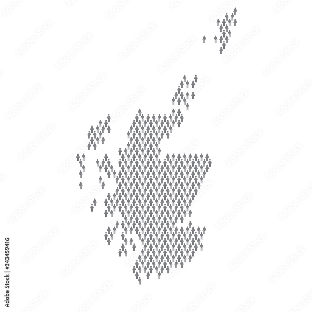 Obraz premium Scotland population infographic. Map made from stick figure people