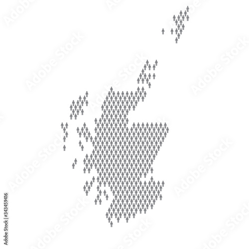 Scotland population infographic. Map made from stick figure people