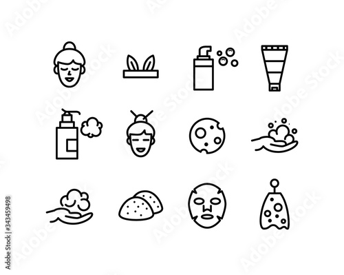 Vector Korean, Japanese foam cleanser beauty icons