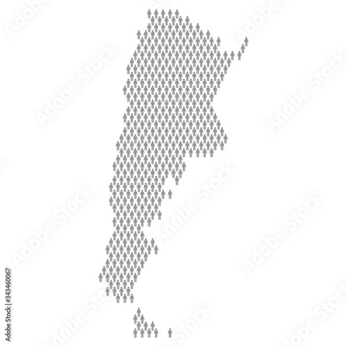 Argentina population infographic. Map made from stick figure people
