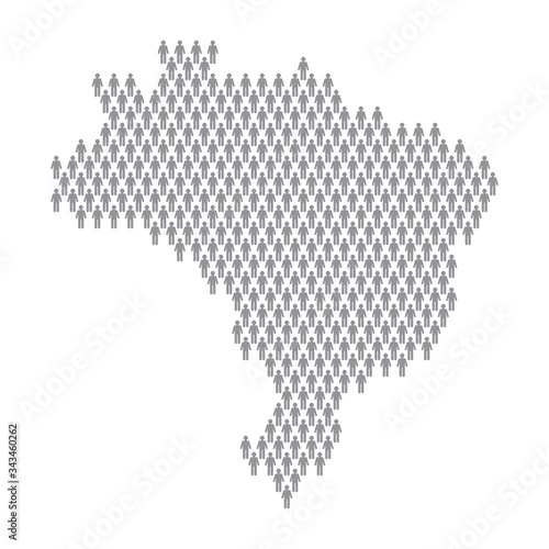 Brazil population infographic. Map made from stick figure people