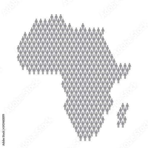 Africa population infographic. Map made from stick figure people