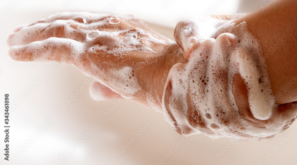 Thoroughly washing hands with soap Thoroughly washing hands with soap