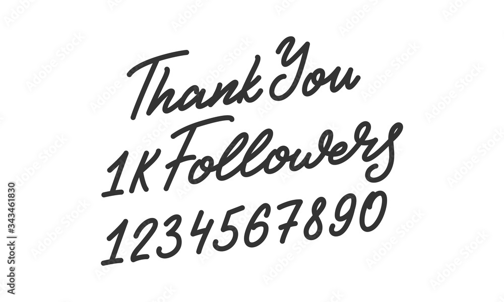 Thank You Followers. Template for social media. Followers lettering calligraphy