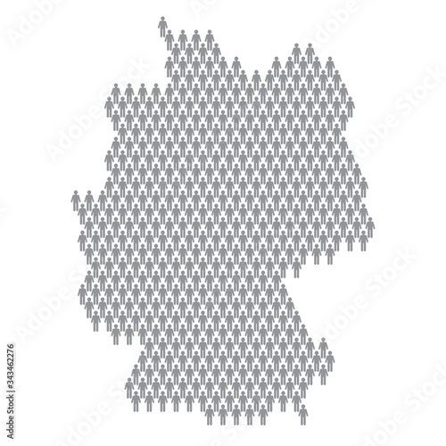 Germany population infographic. Map made from stick figure people