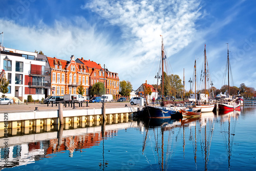 The harbor in historic city Greifswald, Germany