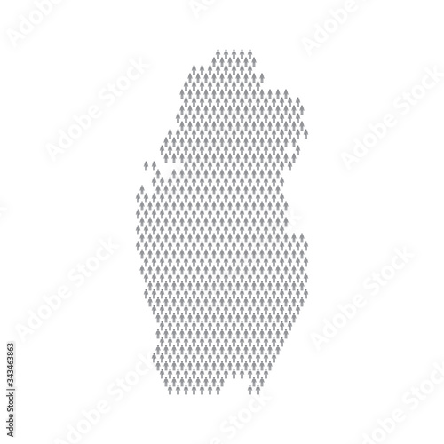 Qatar population infographic. Map made from stick figure people