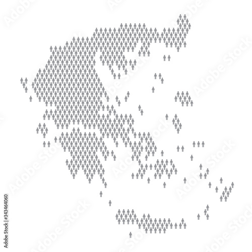 Greece population infographic. Map made from stick figure people