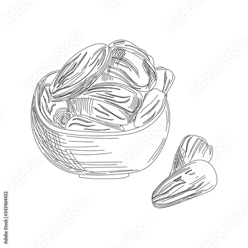 Black and white line art, date in plate sketches photo
