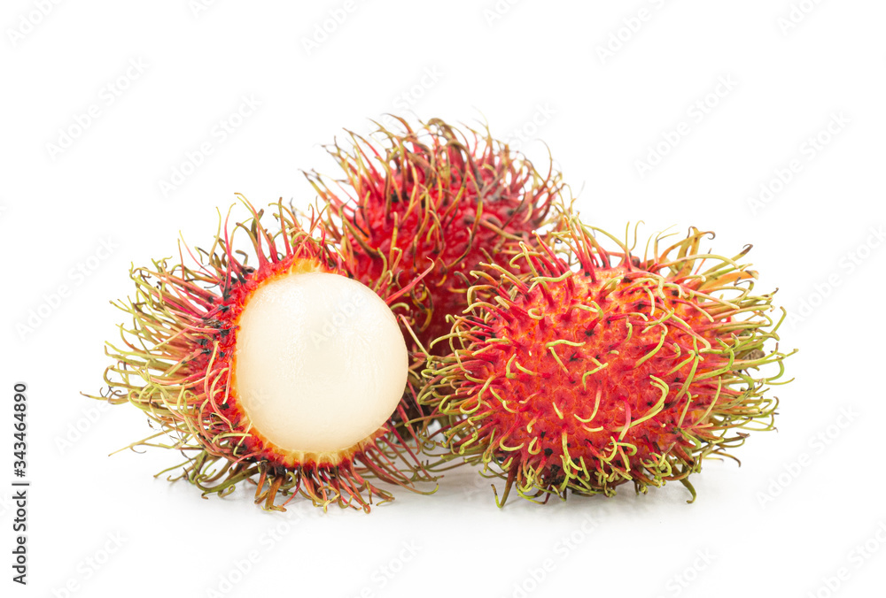 Nephelium lappaceum isolated on white background. Nephelium lappaceum isolated on white background.