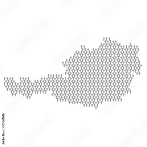 Austria population infographic. Map made from stick figure people