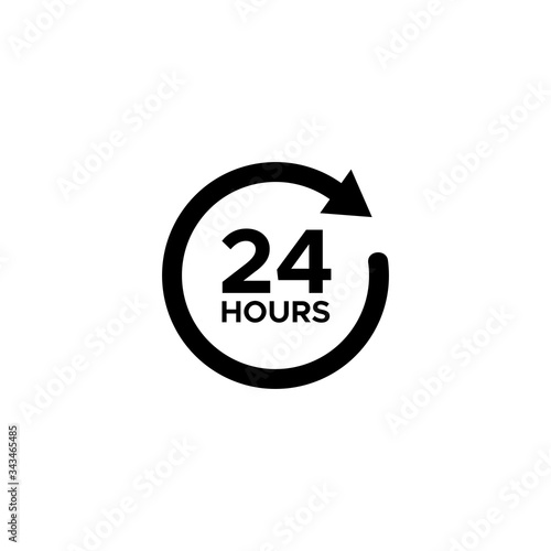 24 hours icon, 24hours icon sign and symbol vector design photo